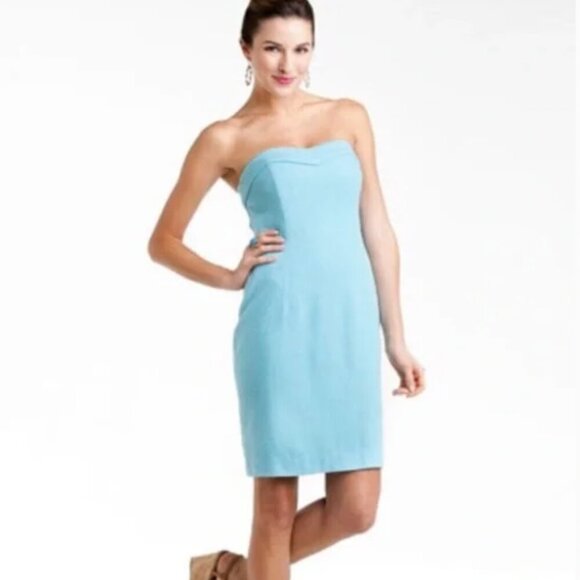 Lilly Pulitzer Bibi Tweed Strapless Mini Dress in Skye Blue Sz 2 Southern - Picture 2 of 15